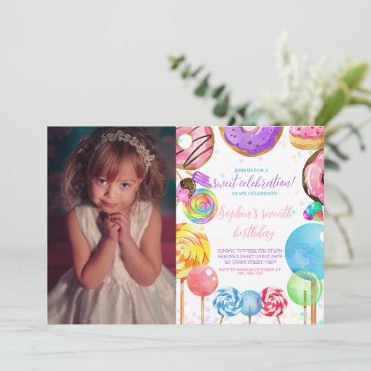 Candyland Sweet Celebration Girl Schattige Afbeeld Kaart (Staand voorkant)