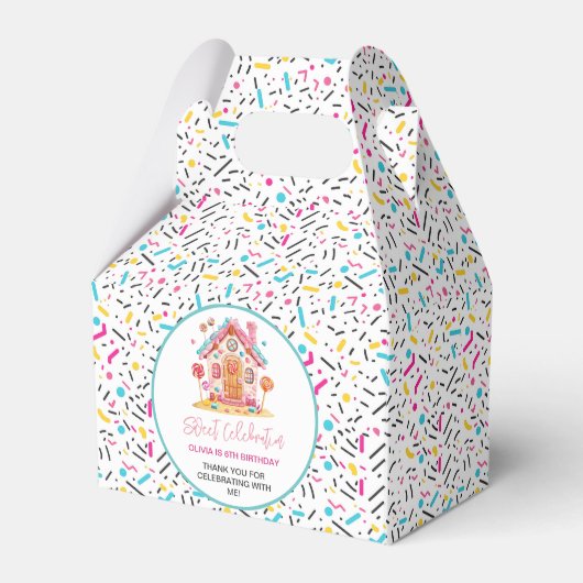 Candyland Sweet Celebration Kids Verjaardagsfeest Bedankdoosjes (Voorkant Zijde)