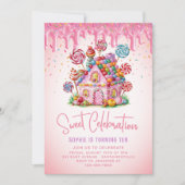 Candyland Sweet Celebration Kids Verjaardagsfeest Kaart (Voorkant)