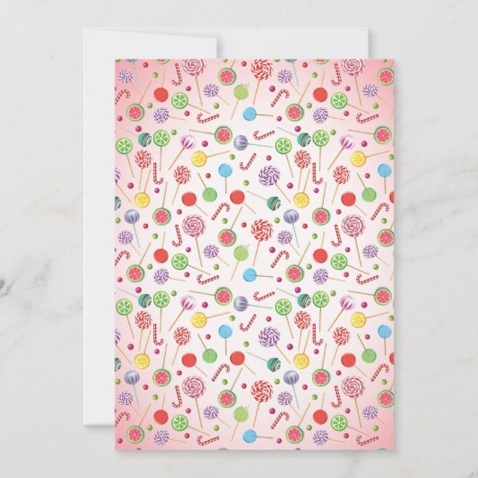 Candyland Sweet Celebration Kids Verjaardagsfeest Kaart (Achterkant)