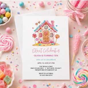 Candyland Sweet Celebration Kids Verjaardagsfeest Kaart