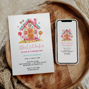 Candyland Sweet Celebration Kids Verjaardagsfeest Kaart