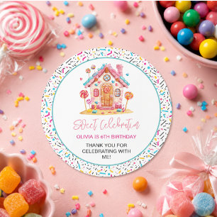 Candyland Sweet Celebration Kids Verjaardagsfeest Ronde Sticker