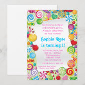 Candyland Sweet Shoppe Birthday Uitnodiging (Voorkant / Achterkant)