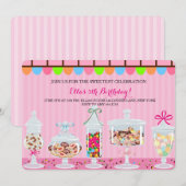 Candyland Sweet Shoppe Verjaardag Uitnodigingen (Voorkant / Achterkant)