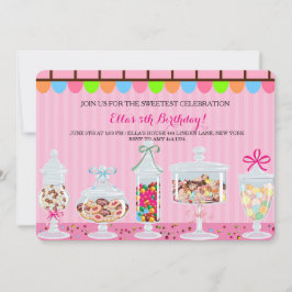 Candyland Sweet Shoppe Verjaardag Uitnodigingen
