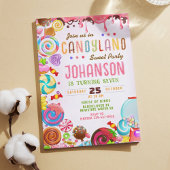 Candyland Sweet verjaardagsfeestje uitnodiging