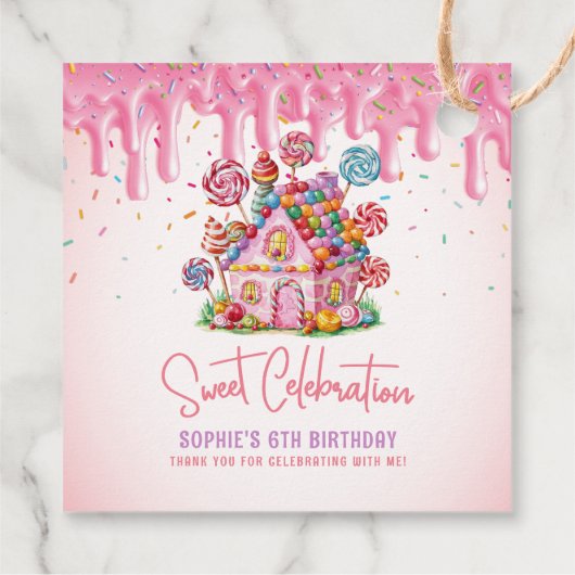 Candyland Sweet Viering Verjaardagsfeest Bedankjes Labels (Achterkant)