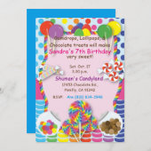 Candyland Sweets Invitation Kaart (Voorkant / Achterkant)