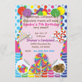 Candyland Sweets Invitation Kaart