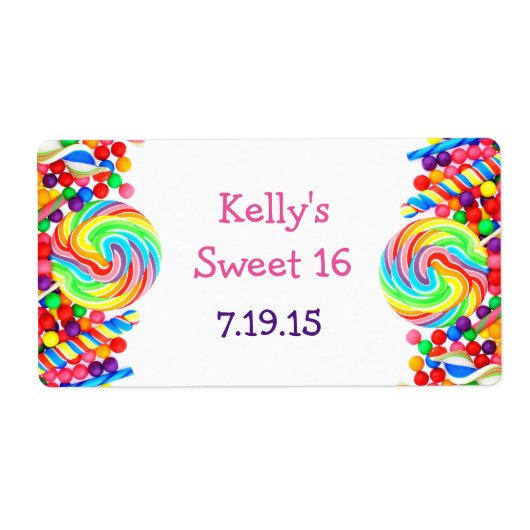 Candyland Thema Sweet 16 Custom Favor Label (Voorkant)