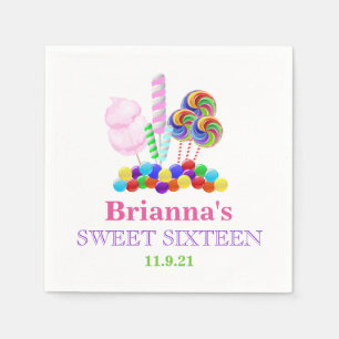 Candyland Theme Sweet 16 Gepersonaliseerd servet
