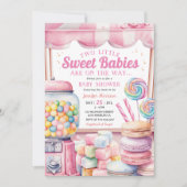 Candyland Twins Baby shower Pink Sweet Girls Kaart (Voorkant)