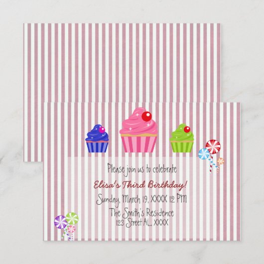 Candyland-uitnodiging Kaart (Voorkant / Achterkant)