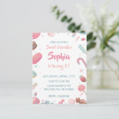 Candyland uitnodiging voor verjaardagsfeestje (Staand voorkant)