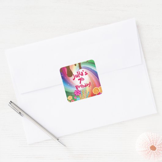 Candyland Verjaardag Stickers (Envelop)