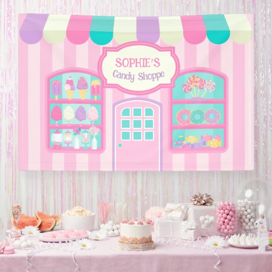 Candyland Verjaardagsdecoraties Snoep Shop Spandoek (Feest)