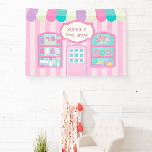 Candyland Verjaardagsdecoraties Snoep Shop Spandoek (Insitu)