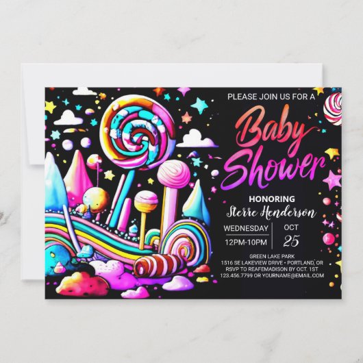 Candyland Whimsy bewerkbaar Baby shower Kaart (Voorkant)