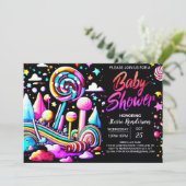 Candyland Whimsy bewerkbaar Baby shower Kaart (Staand voorkant)