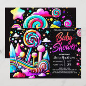 Candyland Whimsy bewerkbaar Baby shower Kaart (Voorkant / Achterkant)