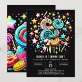 Candyland Whimsy bewerkbare verjaardag Kaart (Voorkant / Achterkant)