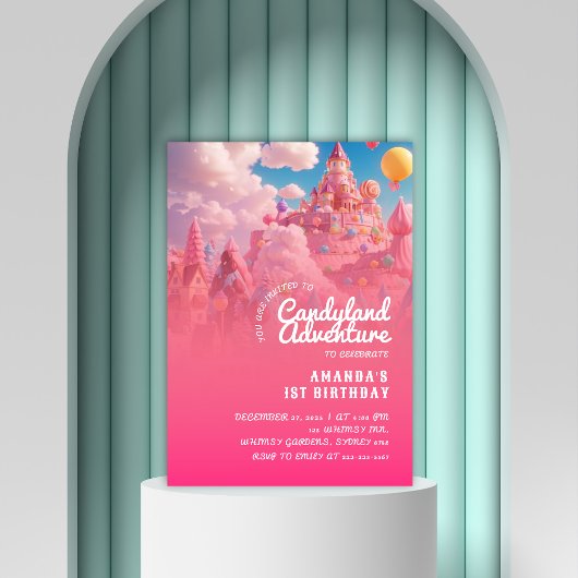 Candyland World Cool Pink Girl Verjaardag Kaart