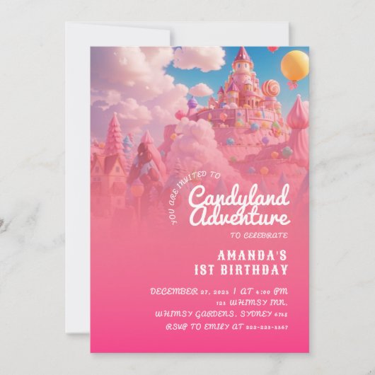 Candyland World Cool Pink Girl Verjaardag Kaart (Voorkant)