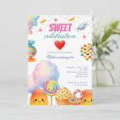 Candyland Zoete Viering Kinderen Verjaardagsfeestj Kaart (Staand voorkant)