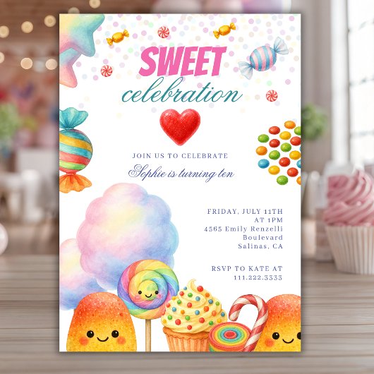 Candyland Zoete Viering Kinderen Verjaardagsfeestj Kaart