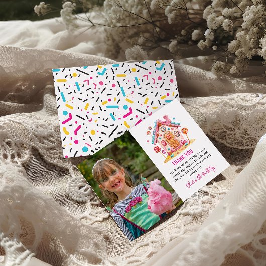 Candyland Zoete Viering Kinderverjaardagsfeestje Bedankkaart