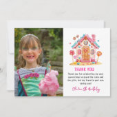 Candyland Zoete Viering Kinderverjaardagsfeestje Bedankkaart (Voorkant)