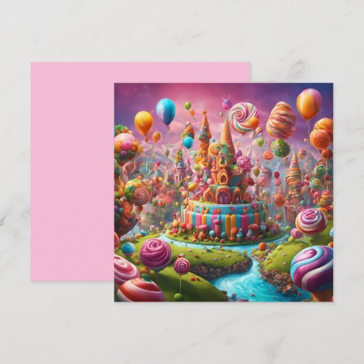 Candyland's verjaardagstaart kaart (Voorkant / Achterkant)