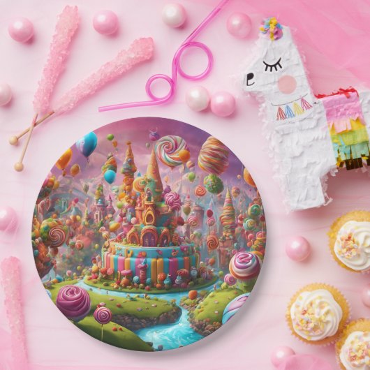 Candyland's verjaardagstaart papieren bordje (Feest)