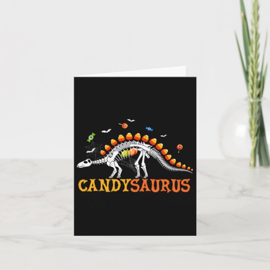 Candysaurus Candy Corn Dinosaurus Skelet Gelukkig Kaart (Voorkant)