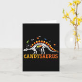 Candysaurus Candy Corn Dinosaurus Skelet Gelukkig Kaart (Gele Bloem)
