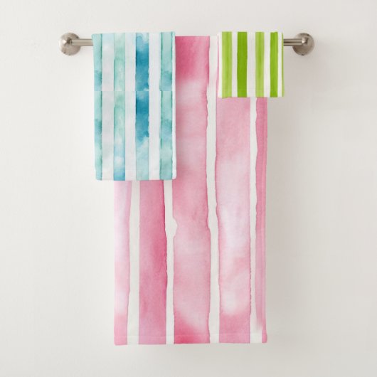 Candystripe blauw, groen & roze. Wees anders! Bad Handdoek (Insitu)
