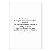 Candytuft Bloemen Custom Reading Flashcards Kaart (Achterkant)