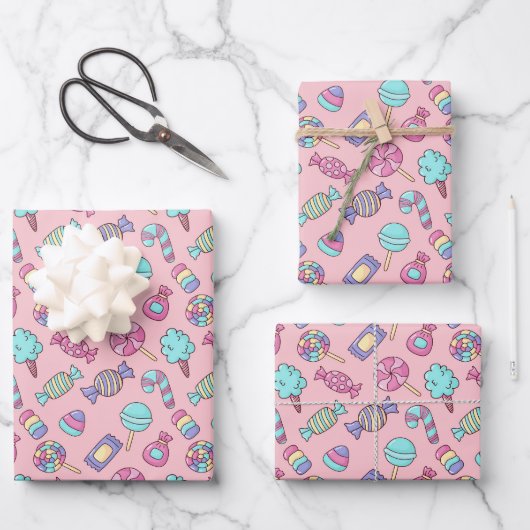 Candyverpakkings Papier, Zoete Verrassingen Cadeau Inpakpapier Vel (Voorkant)