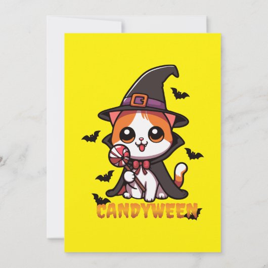 Candyween - Halloween Heksenkat Kaart (Achterkant)