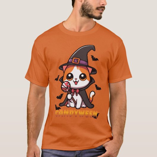 Candyween - Halloween Heksenkat T-shirt (Voorkant)