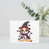 Candyween - Kattenheks Halloween Briefkaart (Staand voorkant)