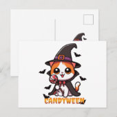 Candyween - Kattenheks Halloween Briefkaart (Voorkant / Achterkant)
