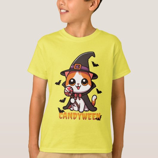 Candyween - Kattenheks Halloween T-shirt (Voorkant)