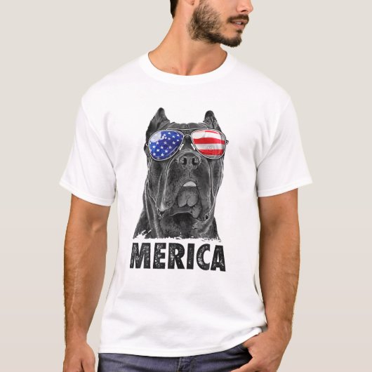 Cane corso 4e juli Merica Mannen Amerikaanse vlag  T-shirt (Voorkant)