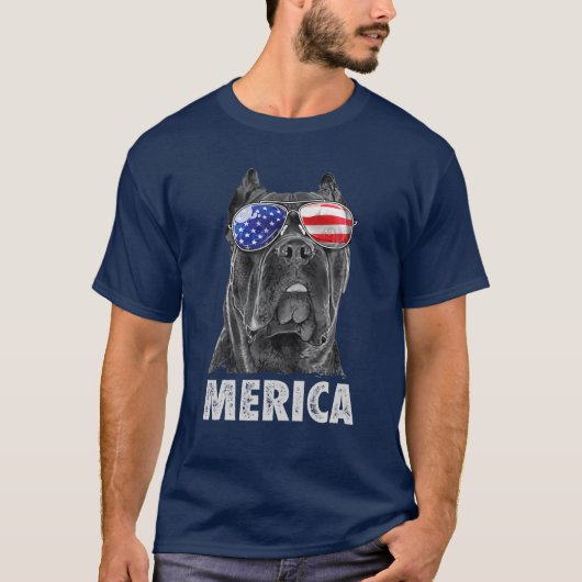 Cane corso 4e juli Merica Mannen Amerikaanse vlag T-shirt (Voorkant)