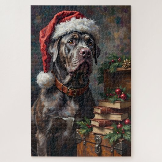 Cane Corso Bewaker van de Kerstbibliotheek Hoed Legpuzzel (Verticaal)