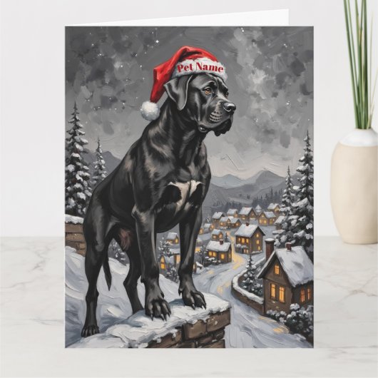 Cane Corso Bewaker van het Kerstedorp Hoed Kaart (Voorkant)