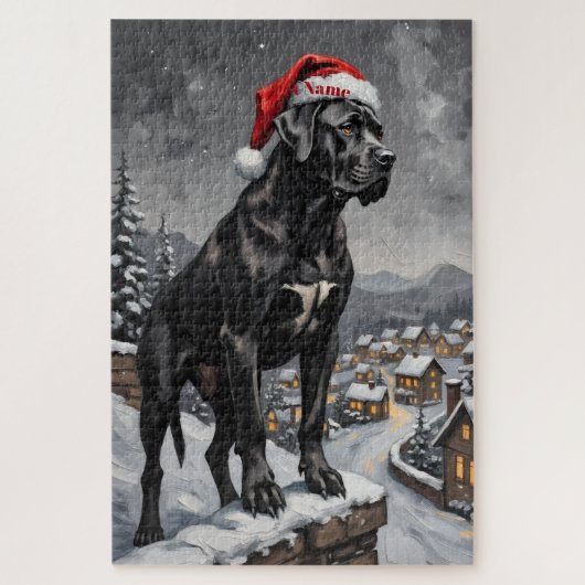 Cane Corso Bewaker van het Kerstedorp Hoed Legpuzzel (Verticaal)