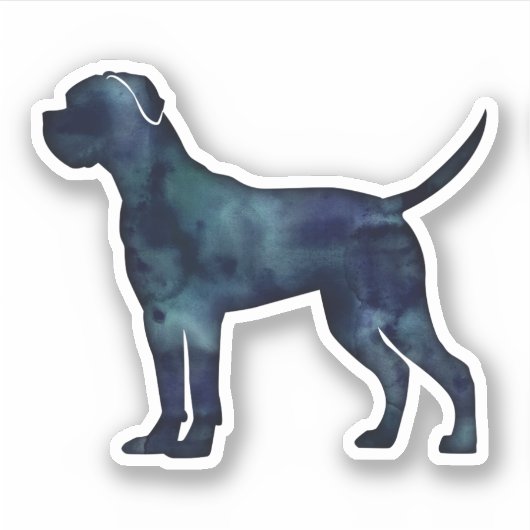 Cane Corso Black Waterverf Dog Silhouette Sticker (Voorkant)